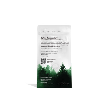 Tannenwipfel Kaffee-Blend Schwarzwild Kaffeeroesterei Freiburg 350g Rueckseite
